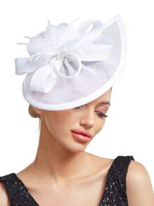 Vintage Fashion Wedding Sinamay Charming Hat Derby Party Hat All White Retro Church Kentucky Ascot Hat Bridal Headband Elegant Women Wedding Accessories Mini Hats Tiny Hats Fascinator Mini Top Hat Mini Cap