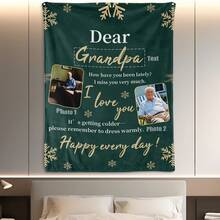 Personalized Photo Blanket,Customization Photo & Text Blanket For Grandpa Custom Text Tribute Gift Warm And Heartfelt Keepsake To Celebrate Special Memories Cozy And Thoughtful Present For Him - Multicolor - View 4