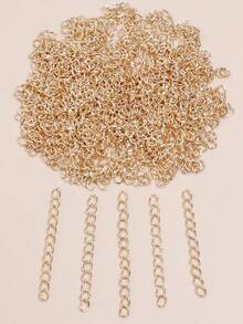 100 piezas de cadena de metal para collar y pulsera, manualidades para hacer joyas DIY - oro claro - Ver 2