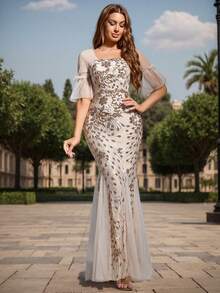 女士优雅派对礼服、鸡尾酒会礼服、婚礼宾客礼服、舞会礼服