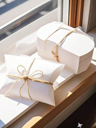 50pcs Pillow-Shaped Packaging Boxes Set With Rope,Biscuit Box Wedding Candy Box For Mother's Day, Small Business Supplies, Packaging Box, Wedding Decorations, Wedding, Gift Box, Wedding Stuff, Wedding Favors For Guest, Gift Boxes, Wedding Decorations For Reception,Gift For My Mother