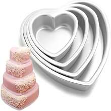 1 Piece Heart Shaped Anode Cake Baking Mold, 4/5/6/8 Inch Aluminum Non-Stick Anode Mold With Removable Bottom, Perfect For Valentine's Day, Christmas Birthday, Wedding, New Year Celebrations, Suitable For Cake Shops, Home-Made Cakes, Chiffon Cakes, Cheesecake Making | Elegant Cake Decoration | Aluminum | Kitchen Baking Mold | Mousse Cake Baking Tools | Baking Accessories | Cake Mold