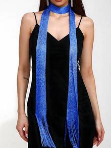 1pc Shiny & Stylish Versatile Long Scarf For Women, Suitable For Party & Event Outfits - Gold - View 8