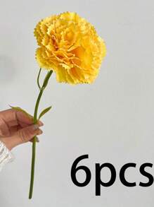 6pcs Short Stem Artificial Carnation Flowers, Lifelike Carnations | Polyester Material | Flexible Iron Wire Stem | Suitable For Home Decor, Living Room, Kitchen, Dining Table, Holidays, Weddings, Engagements, Office Decorations, Valentine's Day, Thanksgiving, Mother's Day, Spring/Summer Decorations