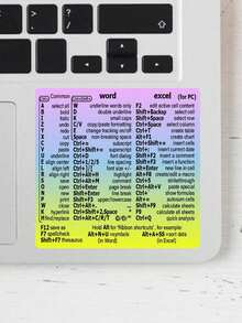 1sheet Shortcut Key Pattern Laptop Protective Sticker, Keyboard Stickers - Black - View 8