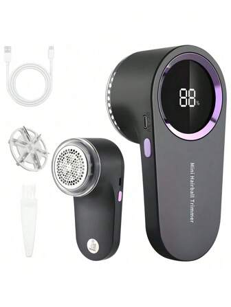 1 件装织物剃毛器，Type-C 充电式脱毛器，智能数字显示除毛器，便携式织物剃毛器，适用于服装家具