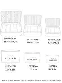 6 Stück Set in kleiner Größe, buchstabenförmige wasserdichte Reise-Aufbewahrungstaschen, Reise-Aufbewahrungstaschensätze, Packtaschen-Set, Reisegepäckorganizer, Koffer-Aufbewahrungstaschen Reisezubehör, vielseitig einsetzbare, leichte Aufbewahrungstaschen, staubdichter Reisetasche, Reise-Aufbewahrungstaschen multi-funktionale Kleidersortierungspakete, Reise-Packkompressionstaschen, für Zuhause und Reisen