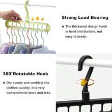 1pc Multi-Functional Clothes Drying Rack, 9-Hole Foldable Hanging Rack For Clothing Storage, Perfect Gift For Valentine's Day, Home, Birthday - Multicolor - View 4