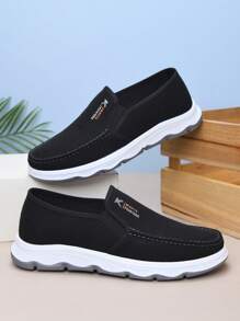 Mocassini neri da uomo, scarpe eleganti, scarpe in tela con suola morbida e traspirante, senza lacci, non-slittanti, per lavoro casual