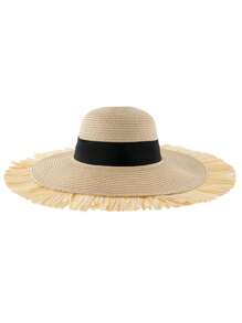 1 pezzo Cappello di paglia estivo da donna, cappello casual da spiaggia/protezione dal sole per fotografia, vacanze