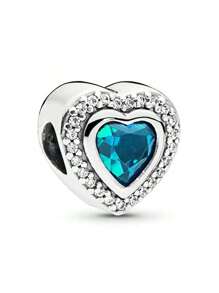 1 Pc Zirconia Rose Eternal Love Charm Square Crystal Zirconia Bracelet Pendant Heart Gold Plated Beaded Necklace Pendant Valentine's Day Mother's Day Birthday Gift, Silver, Square Crystal Stone