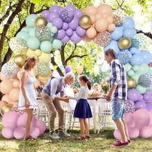 164pcs Pastel Balloon Garland Kit, Rainbow Unicorn Balloon Arch, Colorful Gold Balloons For Baby Shower, Baby Birthday, Pastel Easter, Wedding, Mermaid Ice Cream Party Decor