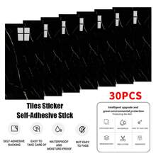 NetHong 10 Packs Self-Adhesive Grey Marble PVC Cladding Wall Panels For Kitchen Bathroom - Black - View 6