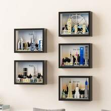 Decoraciones murales creativas Bloques de construcción de siluetas de ciudades del mundo, bloques de construcción para adultos de partículas pequeñas, modelos 3D para ensamblar, marcos de fotos DIY, colgantes, decoración del hogar, recuerdos/regalos de cumpleaños - Multicolor - Ver 2