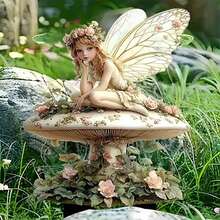 Enchanting Fairy Mushroom House Summer Garden Logo Set - 0.3 Cm Thick Acrylic Outdoor Decoration, Potted Landscape Ornament, Romantic Bohemian Style, Multi-Functional Courtyard Artwork, An Ideal Choice For Christmas Gift. Suitable For Garden Decoration, Wedding Decoration, And Home Decoration. - Multicolor - View 11