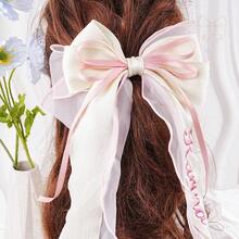 女孩发饰，可定制名字，刺绣发饰，定制名字发饰，个性化新娘发饰，发饰丝带，女孩发饰，多功能，装饰性，字母，时尚，现代，色彩缤纷，可爱，迷人，休闲，定制，个性化，独特，专属定制，送给他的理想礼物，送给她的理想礼物，儿童，晚宴，现代，色彩缤纷，可爱 - 緞帶刺繡蝴蝶結髮夾 - 查看 4