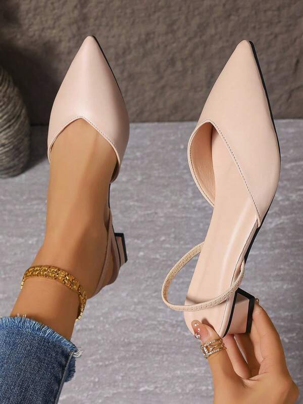 Chaussures à talons hauts blanches pour femmes avec sangle arrière, mules pointues