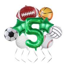 1 Set de globos de papel de aluminio con temática deportiva: fútbol, baloncesto, fútbol americano, golf, béisbol, voleibol. Decoración para fiesta de cumpleaños con temática deportiva