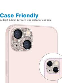 Película protectora de lente de cámara compatible con Apple 13 y 13 Mini, 12, 11, 14, 15, 16 Pro Max, 16E - Cubierta de lente de cristal templado de 9H con diamantes de imitación brillantes en 3D, protección completa anti-arañazos y anti-golpes