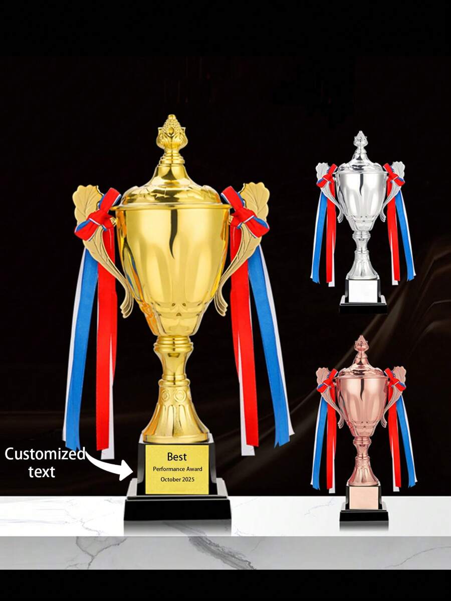 قطعة واحدة كأس معدني مخصص لكرة القدم والسلة والريشة، ذهبي فضي برونزي، مصنوع من سبيكة حديدية وخامة ABS، كأس جوائز المنافسة الرياضية لألعاب كرة القدم والتنس، أنيق، عصري، هايبر، كاجوال، شيك بسيط، شخصي، مخصص، فريد من نوعه، أزياء الرجال، خزانة قياسية ،أنماط الشارع والأساسية للرجال، هدايا مثالية للرجال، الأصدقاء والعائلة، للأعياد والعطلات والمدرسة والمنافسات الرياضية