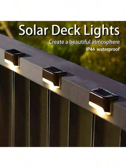 4/8/12pcs Solar Powered Stair Lights, Outdoor Stair Lighting, Semi-Embedded Installation, Photosensor Control, Nickel Battery, Plastic Lampshade, Solar Charging, Removable Light Fixtures, Hardware Included