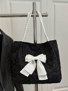 Bow Accent One Shoulder Tote Bag, Vacation Style