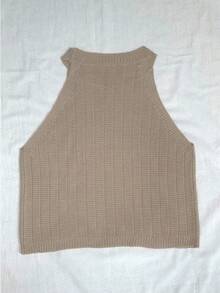 Damen Einfarbiger gestrickter gerippter Pullover, Lässig für den Sommer