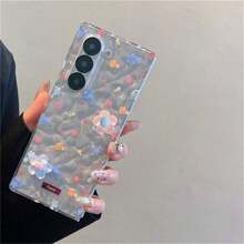 Cute Fresh Summer Floral Flower Wrinkle Transparent Phone Case Compatible With Samsung