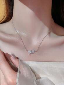 1 Stück elegante 925er Sterlingsilber-Kette für Damen, minimalistisches sechszackiger Stern Design, geeignet für den täglichen Gebrauch und festliche Anlässe, Party-/Geburtstagsgeschenk