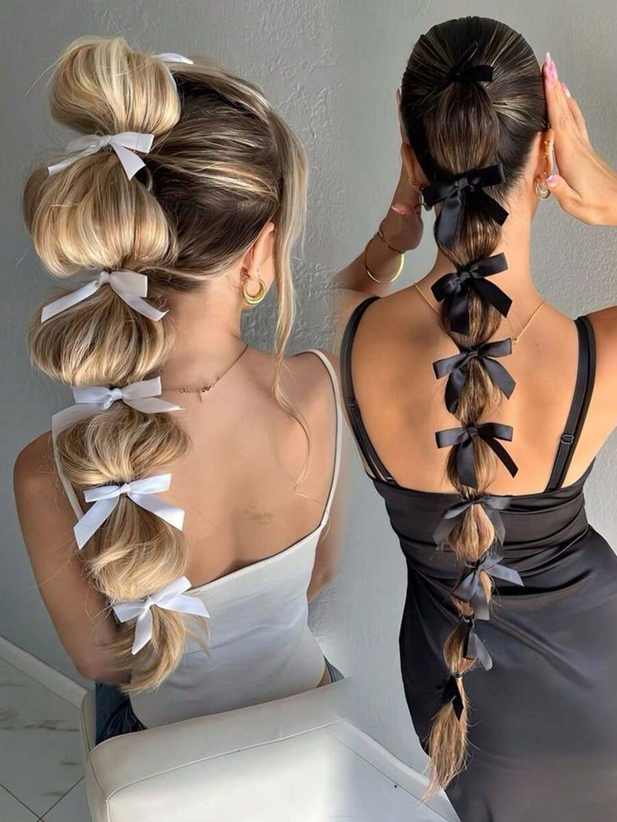 6 件/套多功能发圈、发箍、发绳、马尾辫蝴蝶结、简约而优雅的发饰、新款韩式马尾辫夹、优雅的高端派对头饰、适合女士和女孩、休闲饰品、礼品和摄影道具、蝴蝶结配饰、发圈、发饰、发圈、发圈