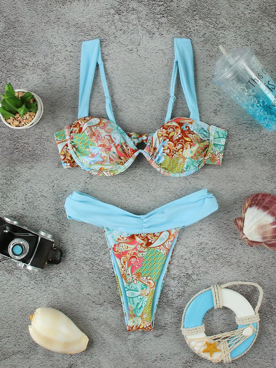 Women's Elegant Sexy Cashew Floral Print Beach Holiday Date Party Bikini Set Set, Spring/Summer - Printing - View 1