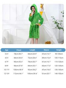 MICHLEY MICHLEY 1pc Kids Hooded Bathrobe With Belt Pockets Cartoon Animal Dinosaur Style Soft And Comfortable Nightgown Unisex Suitable For Living Room, Swimming Pool, Bathroom Kids Gift
