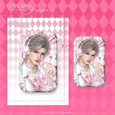 1 pieza Merchandising del juego del Amor y el Espacio Profundo, Colección de insignias rectangulares rosas de conejo en formato de miembro completo, Decoración de escritorio, Decoración del hogar, Coleccionable, Exhibición en el escritorio del ordenador, Juguetes de la serie rosa, Regalos para fiestas, Excelente regalo para fans y amigos
