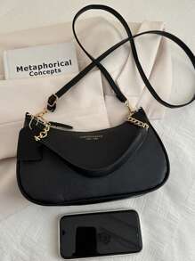 One Piece Of Solid-Color PU Leather Fashionable Underarm Bag. It Is A Simple And Stylish Large-Capacity Shoulder Bag, A Business-Commuting Crossbody Bag, And A Small Hand-Carried Bag For Daily Office Use. Suitable For Girls, Female College Students, Newbies And White-Collar Workers. It Is Very Suitable For Offices, Universities, Work, Business, Commuting, Outdoor Activities, Traveling And Outings.