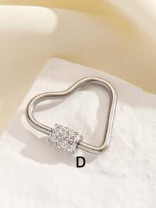 1pc Stainless Steel Screw Round Buckle Carabiner Connecting Ring For Leash, Key Chain, Outdoor Use, Elegant Simple Metal Keyring Accessory - Silver - View 13