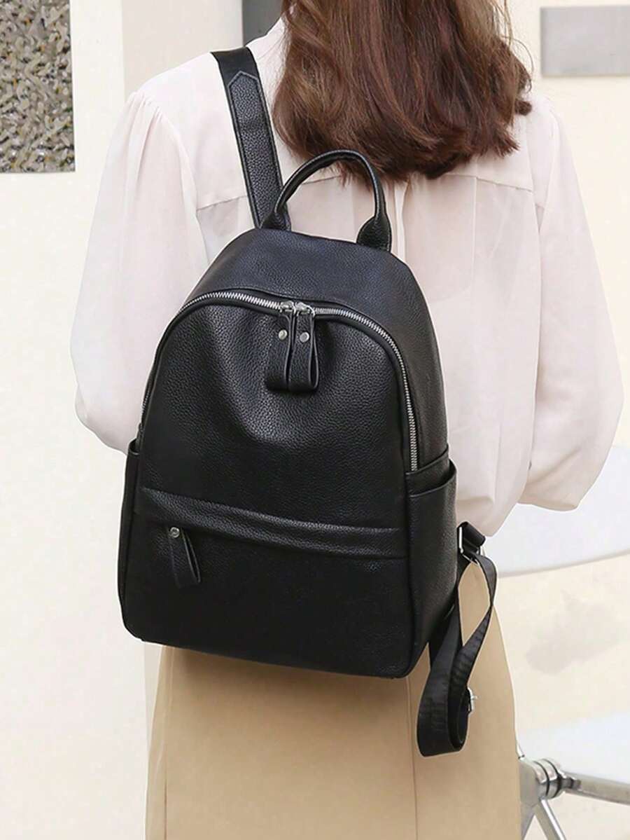 Fashionable Korean Style Versatile Backpack, Student Bookbag For Women - Black - View 1