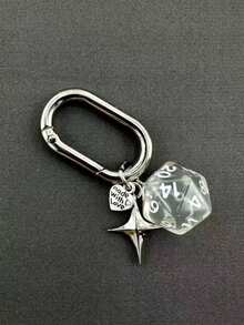 1pc Unisex New Creative Dice Keychain, Fashionable Four-Pointed Star Pendant Bag Key Chain - Multicolor - View 8
