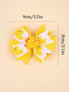 2pcs Cute Little Yellow Duck Watermelon Bee Decor Hair Bow Cilps For Girls ,Grosgrain Ribbon Alligator Clips ,Sweet Hair Accessories For Teen Girls.