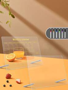 1 Set Dry Erase Desk Planner Board, Weekly/Monthly Whiteboard Memo Note Board, Acrylic Reusable Office Desk Writing Pad With 6 Whiteboard Markers