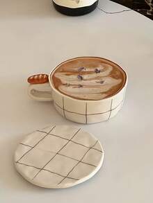 1 件简约优质咖啡杯碟套装，创意大容量马克杯，优雅适合下午茶和甜点，家用饮水杯 - 彩色 - 查看 1