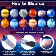 22 英寸 4D 圆形星球铝制气球 - 太阳系主题，可重复使用，无需电力，太空主题派对装饰，派对气球 | 星球设计 | 耐用气球，太空派对装饰，适用于婚礼、生日、毕业派对装饰 - 彩色 - 查看 4