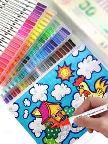 12/24/36/48/60/80 Color Double-Sided Marker Pens, Fine Tip Brush Pens For Sketching, Watercolor, Professional Drawing, Suitable For Back To School Supplies