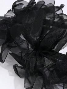 1 pièce Serre-tête en maille noire pour filles, Serre-tête fleur en maille noire, Bandeau élégant de couleur unie, Bandeau simple pour cheveux, Accessoire pour cheveux pour les filles, Mariage, Fête, Accessoire pour cheveux d'enfants