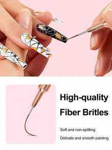 Set de 5 brochas profesionales de delineador de esmalte de uñas, 5 brochas pequeñas para técnicas de diseño de esmalte de uñas, línea fina, raya, de Body ajustado de 7/9/11/15/20mm, lápiz para dibujar en uñas (Negro)