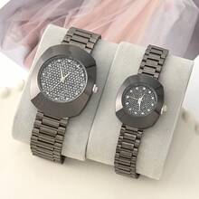 2 件豪华商务经典不锈钢星空情侣手表套装，礼物