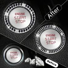 2 Stücke Strass Auto Start-Stopp Dekorationsring, glitzerndes Auto Innenausstattung Zubehör für Frauen, Start-Taste Abdeckung/Aufkleber, Schlüssel-Zündung & Knauf Glitzerring, farbig
