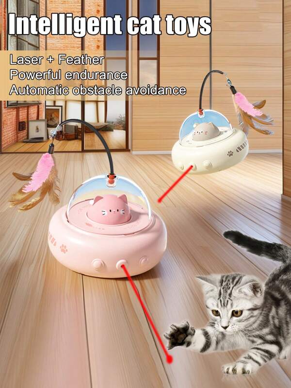 Nuovi giocattoli automatici per gatti domestici, asta di piume interattiva, giocattolo robotico ricaricabile per gatti da interni, design a 360° per evitare gli ostacoli