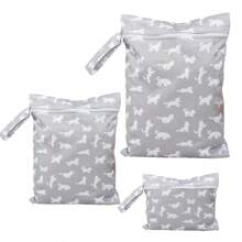 3pcs Cartoon Pattern Baby Diaper Wet Dry Bag/Storage Bag, Baby Bath Decor, Family Gift, Random Pattern Distribution