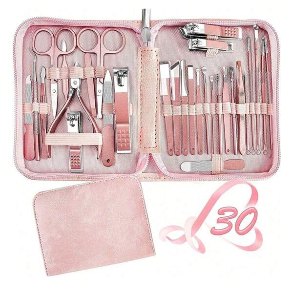 30pcs/Set Stainless Steel Multifunctional Manicure Kit, Convenient Nail Care Tools For Home Use