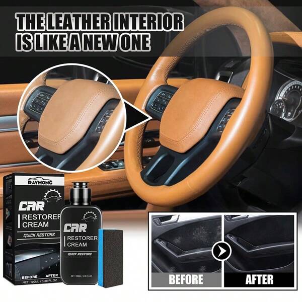 8pcs Car Interior Restoration Agent, Coating, Plastic Dashboard Wax, Anti-Dust, Shiny Leather Care
